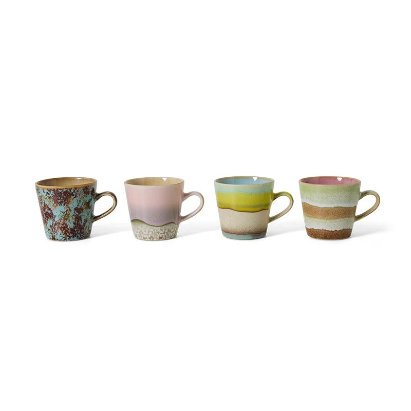 70's Ceramics: Americano Tassen Rococo, Set von 4, 270ml