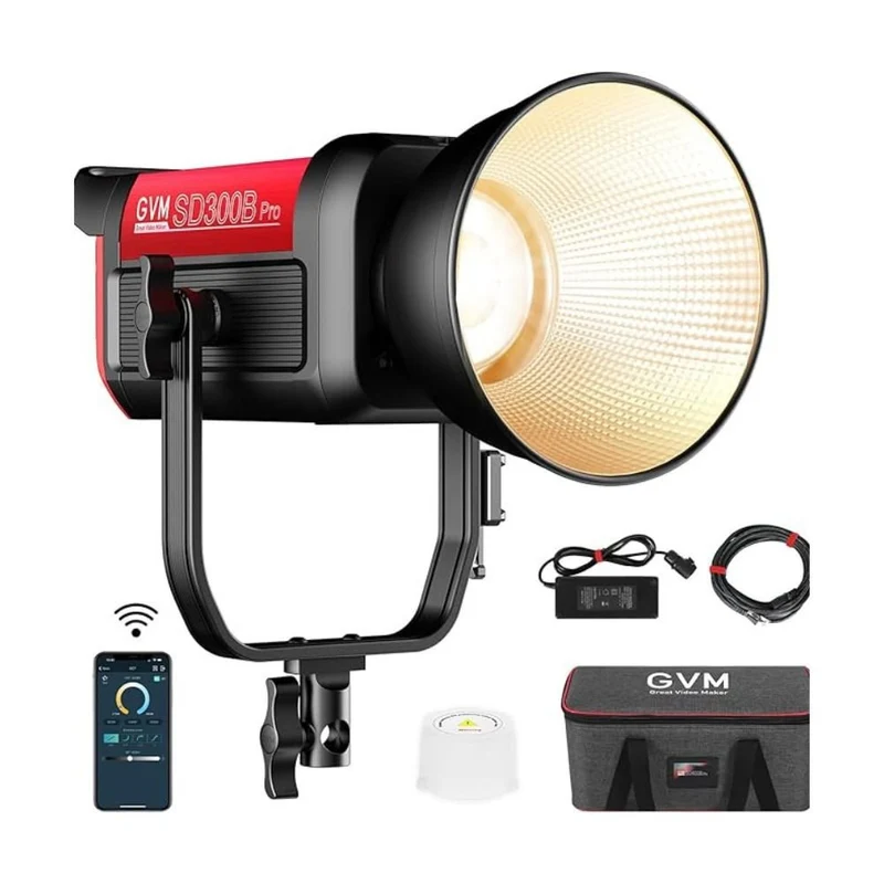 GVM PRO-SD300B 300W Bi-Color Monolight V-mount Mesh Bluetooth（Includes a free 26'' lantern worth $99）