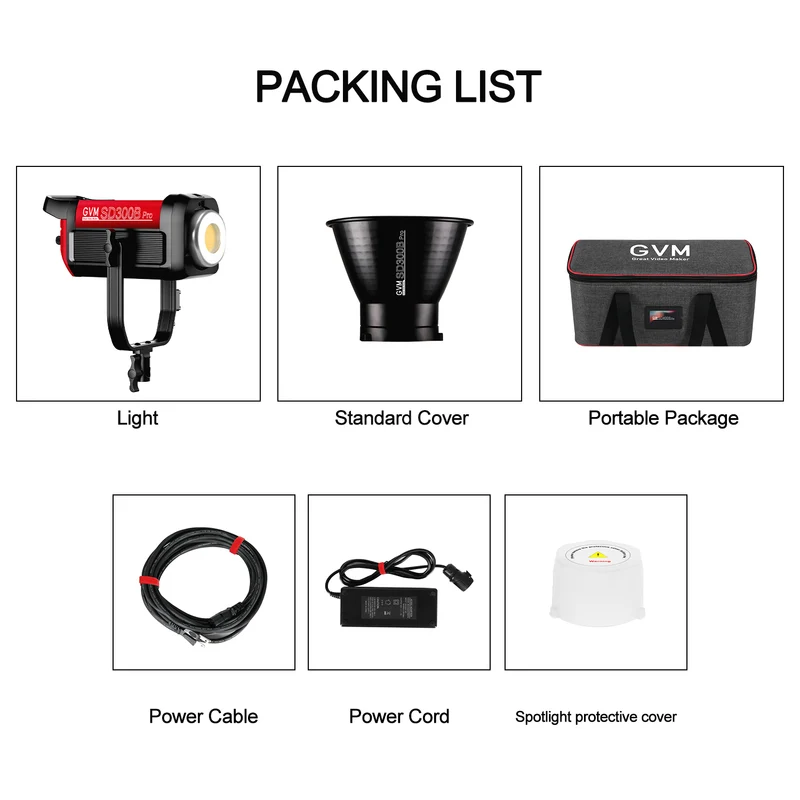 GVM PRO-SD300B 300W Bi-Color Monolight V-mount Mesh Bluetooth（Includes a free 26'' lantern worth $99）