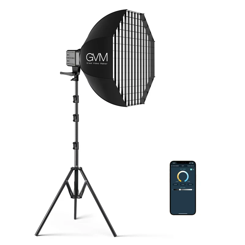 GVM SD80D Bi-Color LED Monolight Kit with Bowens Mount Softbox&Stand, 8 Effects Support AC Adapter & NP Battery