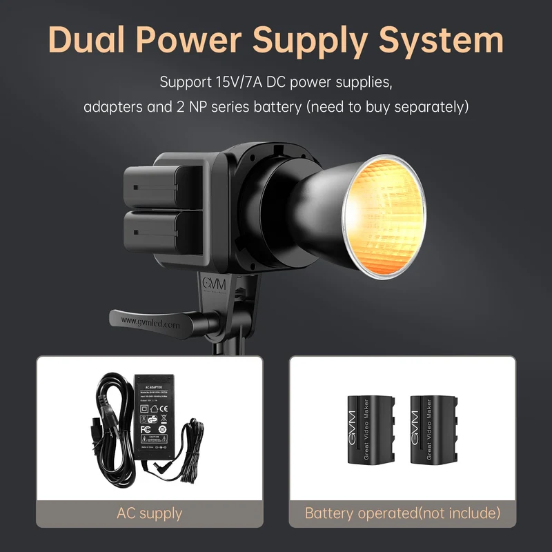 GVM SD80D Bi-Color LED Monolight Kit with Bowens Mount Softbox&Stand, 8 Effects Support AC Adapter & NP Battery