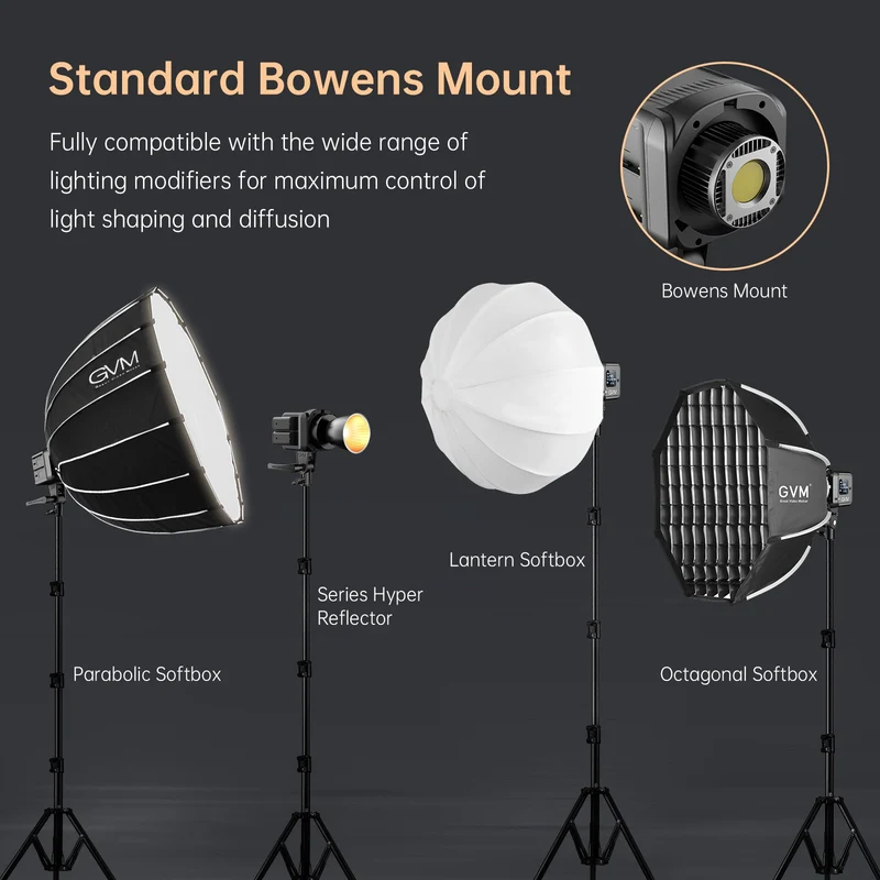 GVM SD80D Bi-Color LED Monolight Kit with Bowens Mount Softbox&Stand, 8 Effects Support AC Adapter & NP Battery