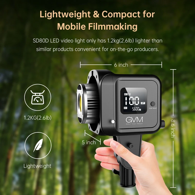 GVM SD80D Bi-Color LED Monolight Kit with Bowens Mount Softbox&Stand, 8 Effects Support AC Adapter & NP Battery