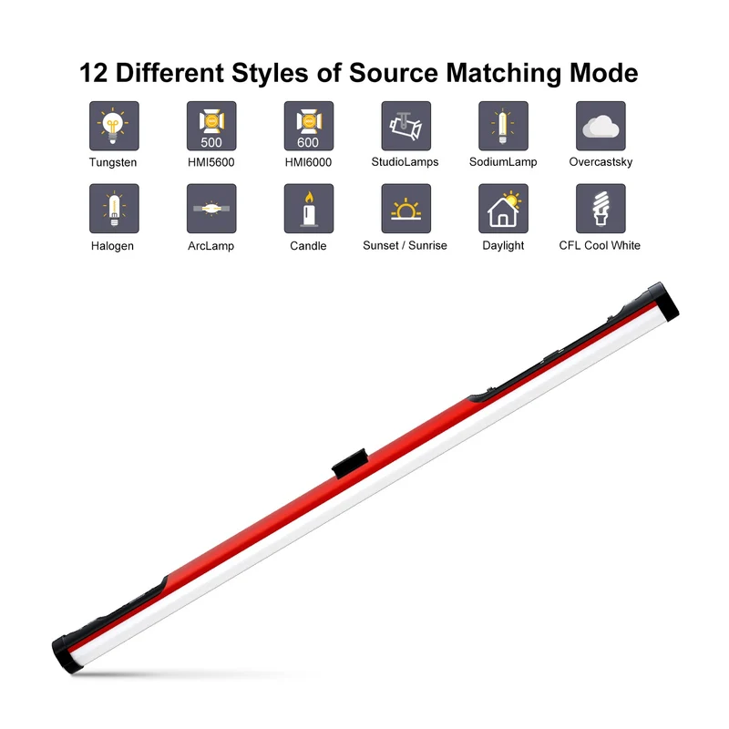 GVM BD45R Bi-Color RGB LED Light Wand (48")