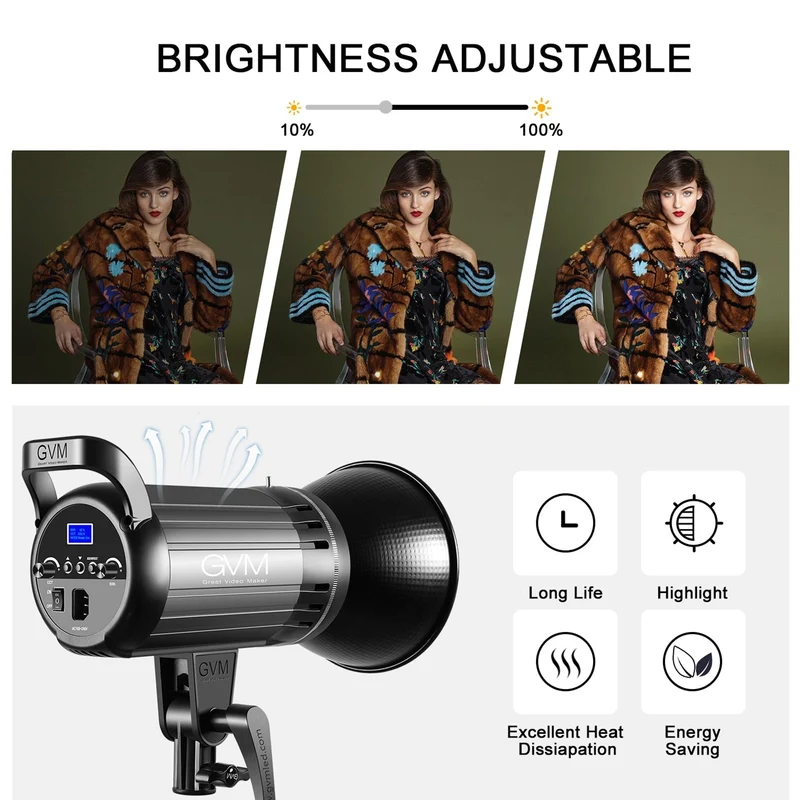 GVM-G100W 90W High Power LED Spotlight Bi-Color Studio Lighting Kit with Lantern Softbox (Open Box)