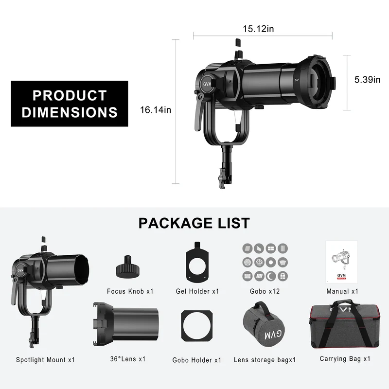 GVM CXT36 Spot lens For Power 300W or less Monolight