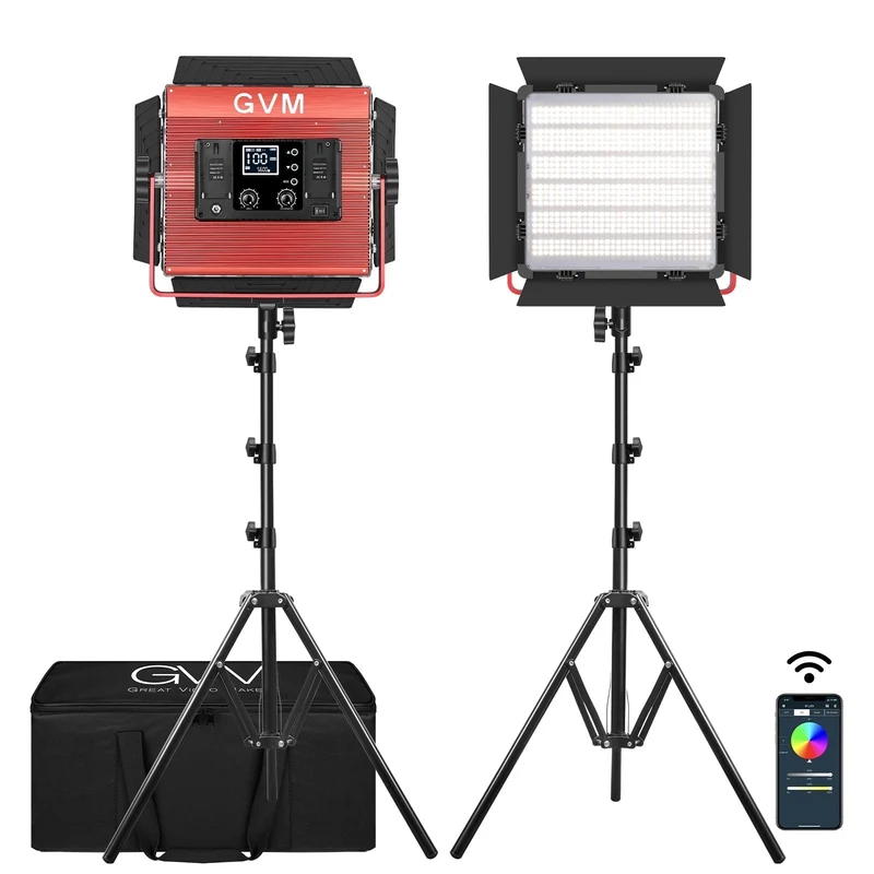 GVM-1200D 50W Bi-Color+50W RGB 2lamp-Video Light With Softbox（Open Box）