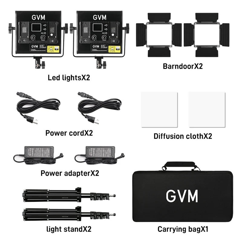GVM-800D 6X 40W led Panel Lights for Video Bi-color Video RGB Panel Light (2-Light Kit)