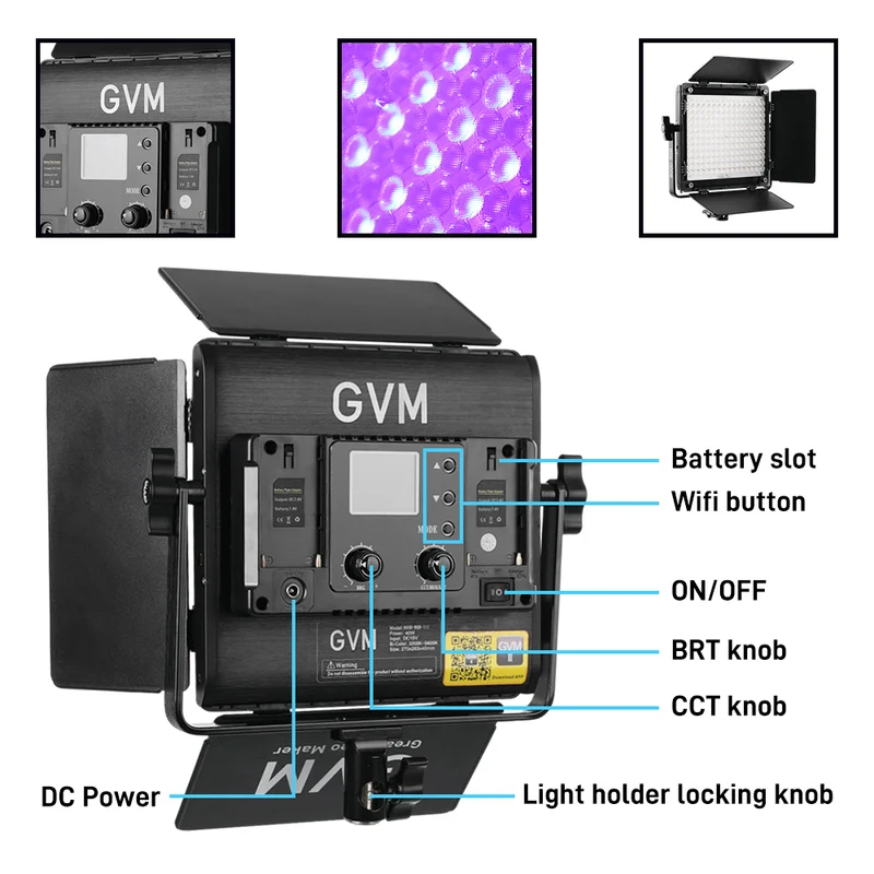 GVM-800D 6X 40W led Panel Lights for Video Bi-color Video RGB Panel Light (2-Light Kit)