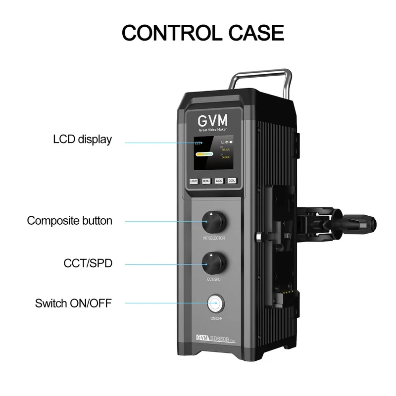 GVM PRO-SD650B 650W Bi-Color Monolight(V-mount & Mesh Bluetooth)（2-Light kit）