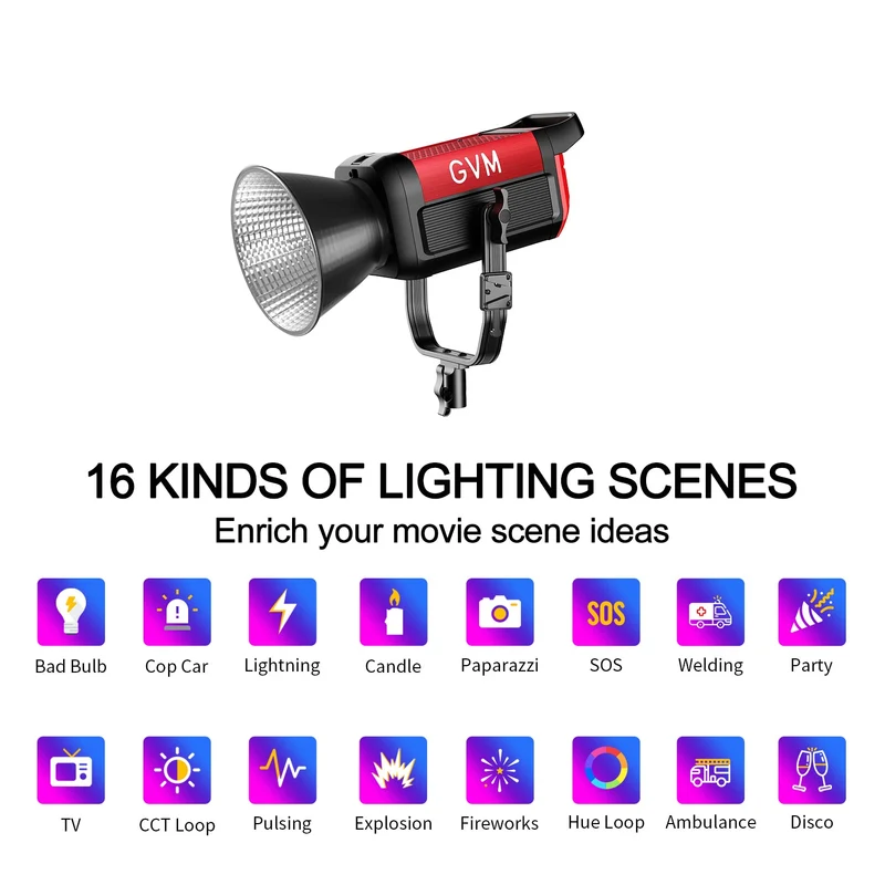 GVM PRO SD300C 300W High Power RGB&Bi-Color Monolight(Includes a free 26'' lantern worth $99）