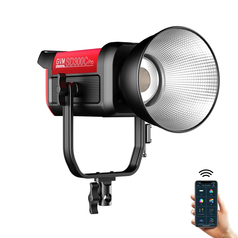 GVM PRO-SD300C 300W RGB&Bi-Color Monolight V-mount Mesh Bluetooth with softbox and light stand(2-Lights kit)