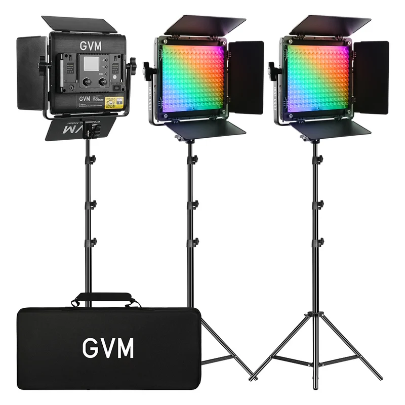 GVM-800D-6X 40W Bi-color and RGB Video Panel Light(3-Light Kit)