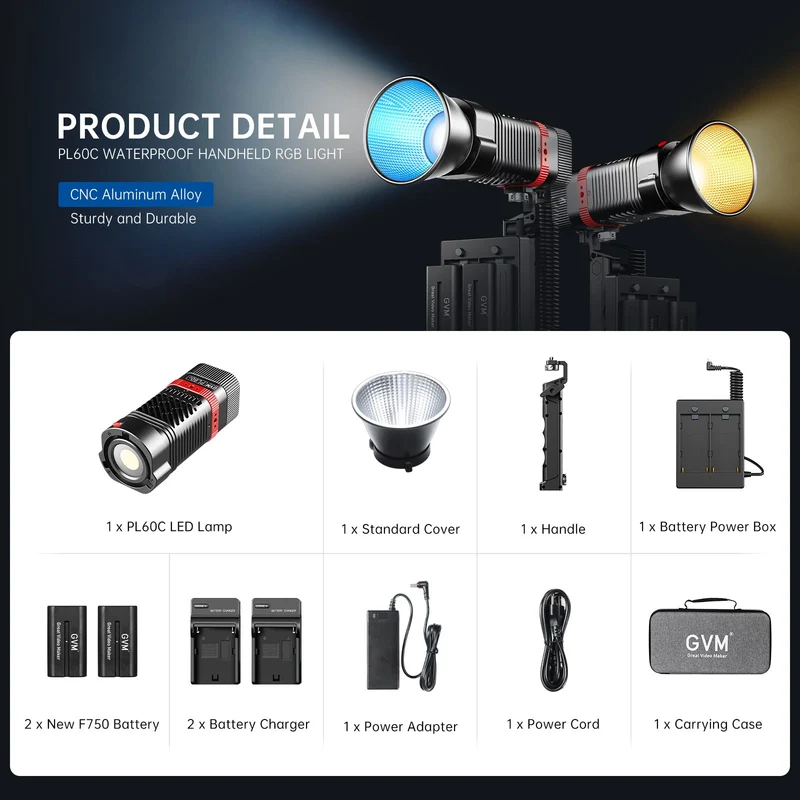 GVM PL60C 60W RGB Pocket LED Monolight