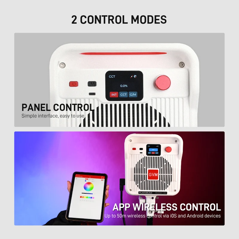 GVM FA200C AIO RGB LED Video Light - Portable Flathead Panel