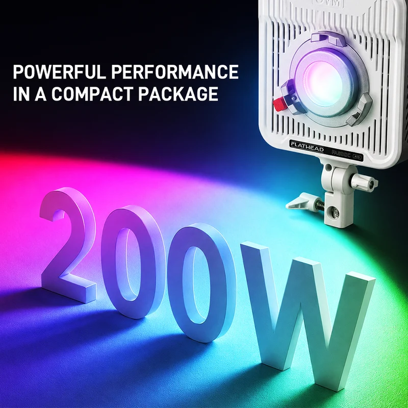 GVM FA200C AIO RGB LED Video Light - Portable Flathead Panel