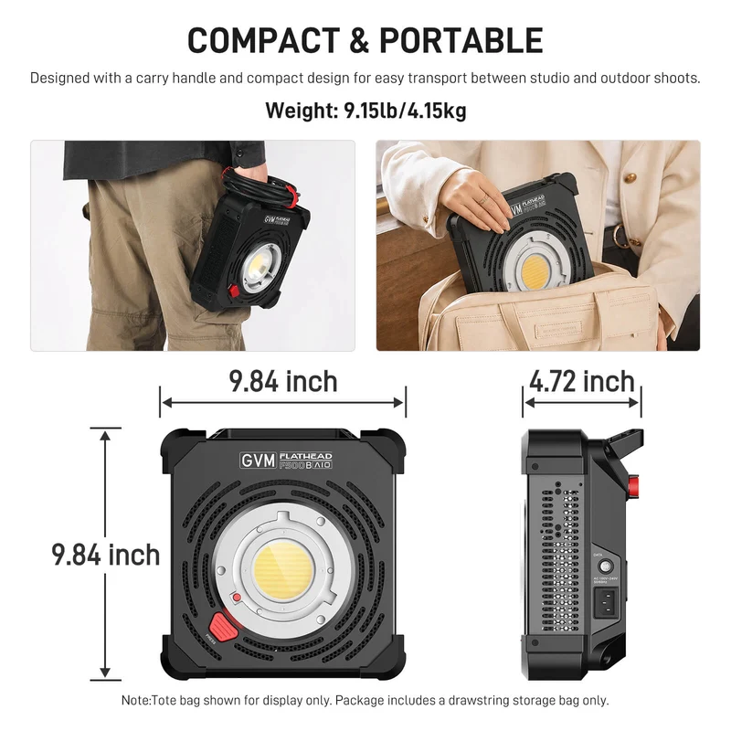 GVM F500B AIO 500W Portable Bi-Color Cinema LED Panel Lights