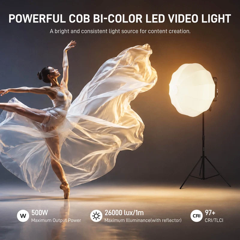 GVM F500B AIO 500W Portable Bi-Color Cinema LED Panel Lights