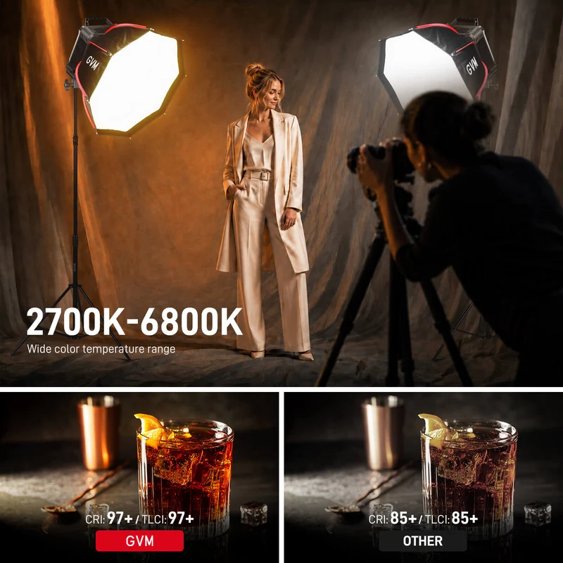 GVM F500B AIO 500W Portable Bi-Color Cinema LED Panel Lights