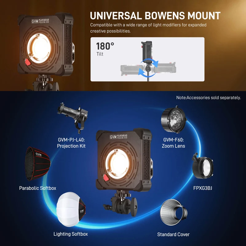 GVM F500B AIO 500W Portable Bi-Color Cinema LED Panel Lights
