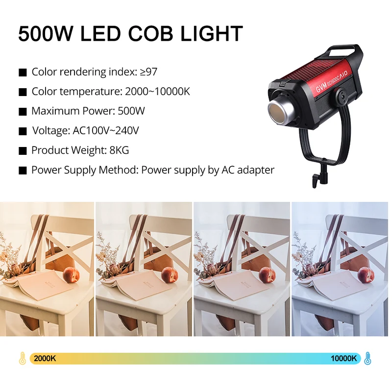GVM SD500C AIO 500W RGB Cinema COB Light