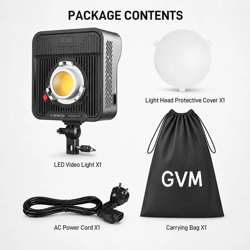 (Open box)GVM FA500B AIO 500W Bi-Color Cinema Flathead Panel