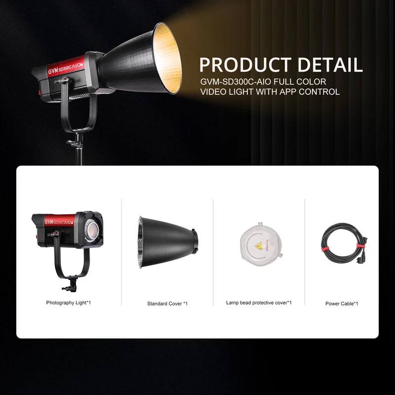 GVM AIO SD300C 300W RGBWW Photography Video Light