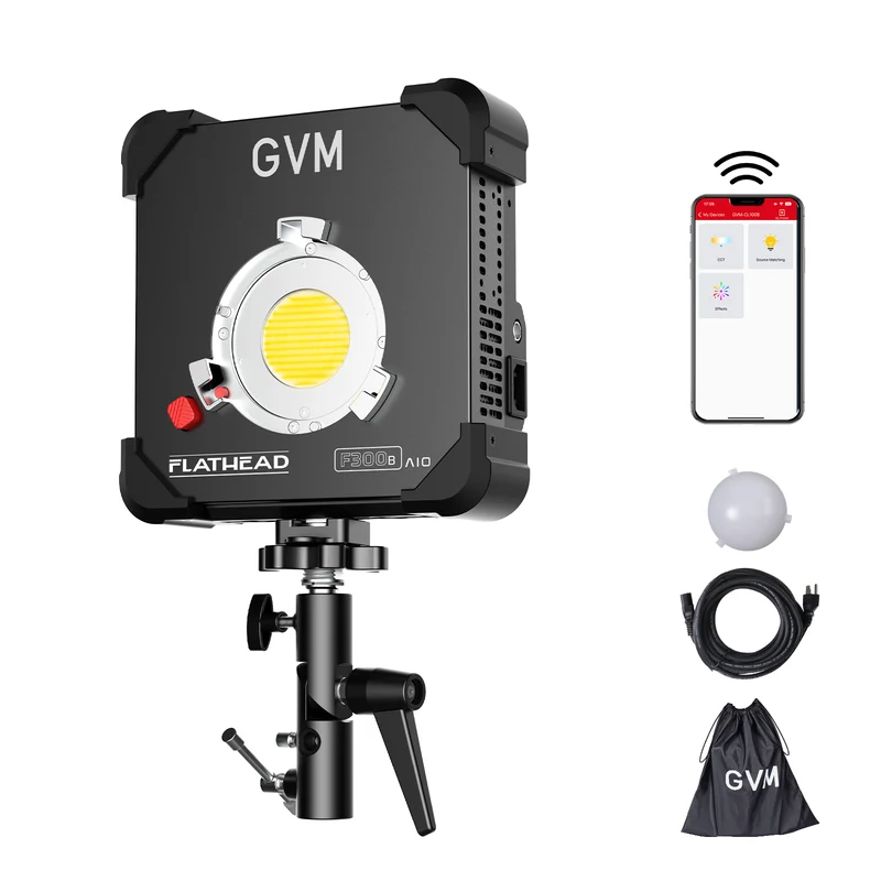GVM F300B AIO 300W Bi-Color Photography Studio Light