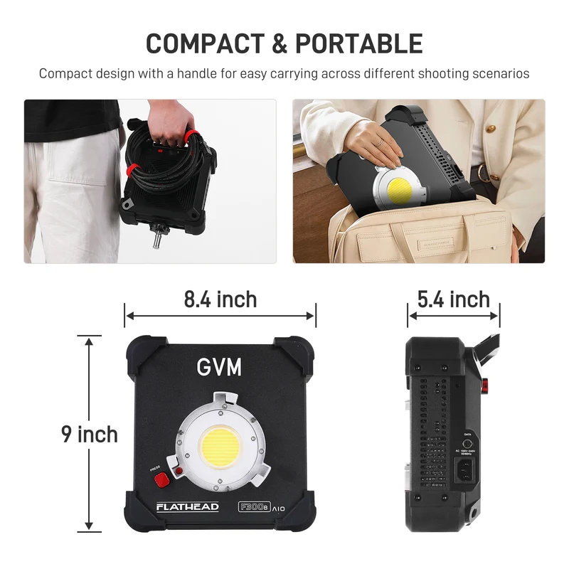 GVM F300B AIO 300W Bi-Color Photography Studio Light