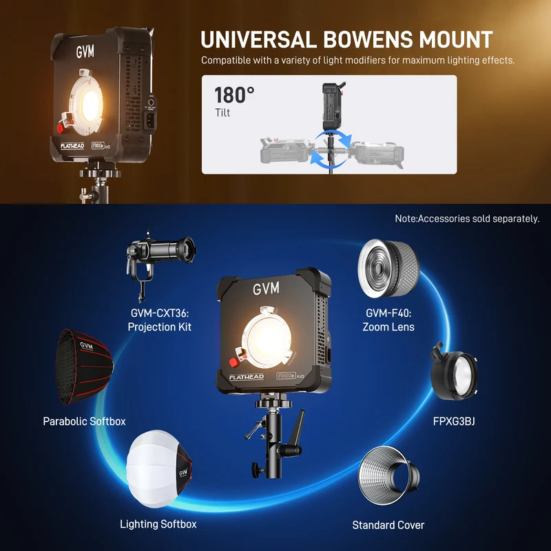 GVM F300B AIO 300W Bi-Color Photography Studio Light