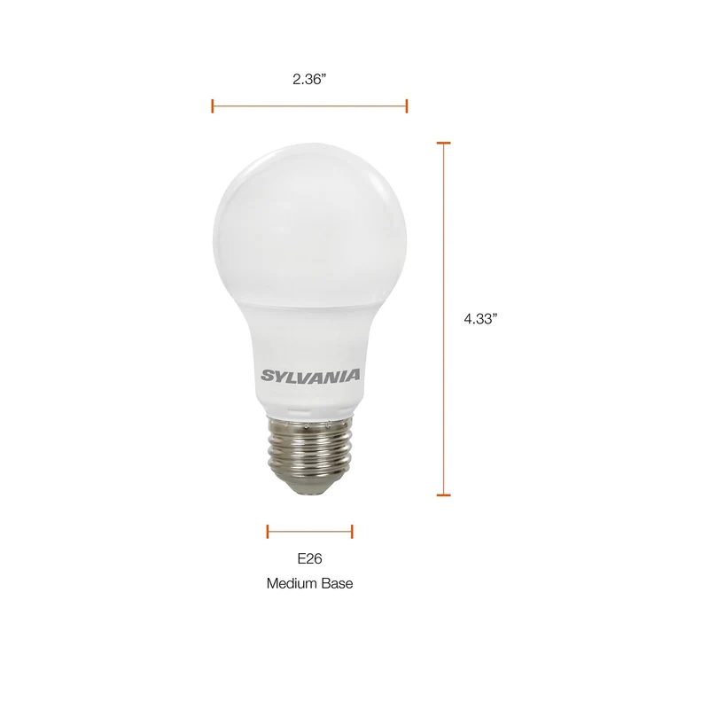 SYLVANIA LED Light Bulb, A19, 8.5W, 10 Year, Non-Dimmable, 5000K, Daylight - 12 Pk