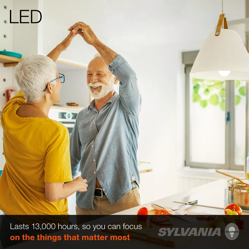 SYLVANIA LED Light Bulb, A19, 8.5W, 10 Year, Non-Dimmable, 3500K, Bright White - 4 Pk