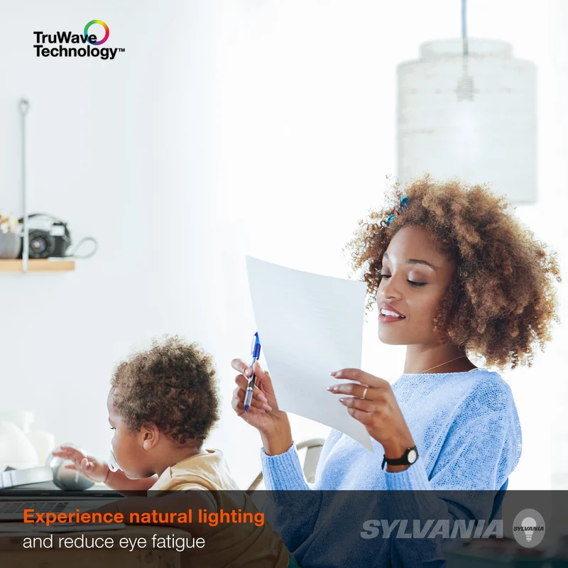 SYLVANIA LED TruWave Natural Series Décor B10 Light Bulb, 60W, Candelabra Base, Dimmable, Clear, 5000K, Daylight - 2 Pk