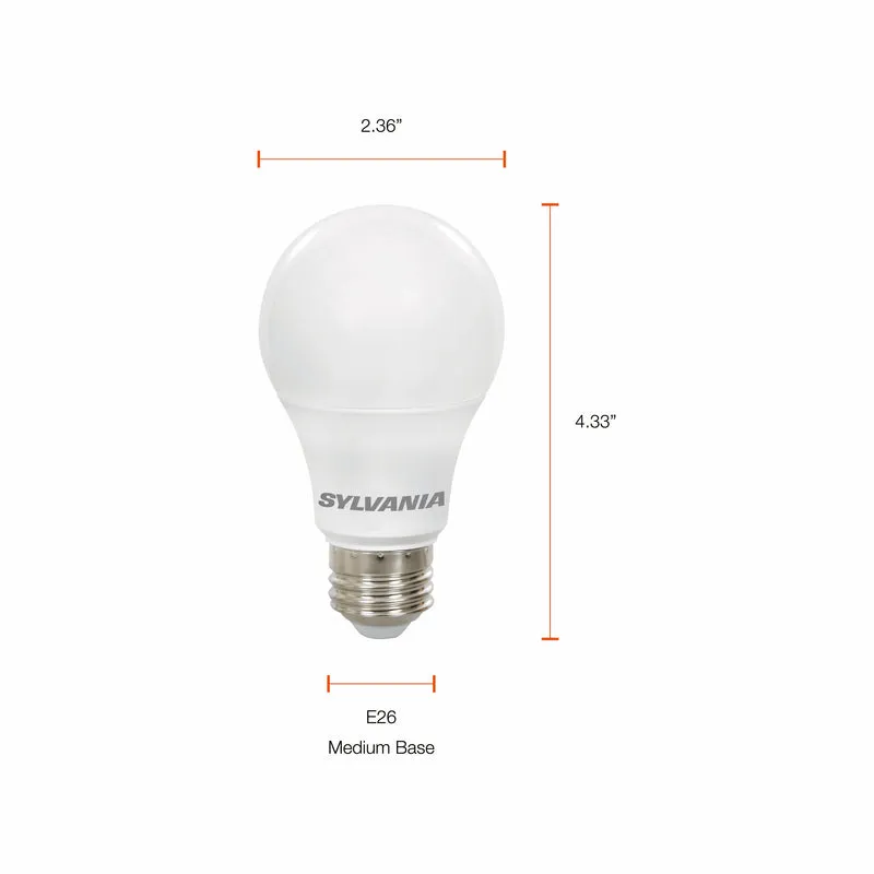 SYLVANIA LED A19 Light Bulb, 40W = 6W, 10 Year, Non-Dimmable, Frosted Finish, 450 Lumens, 2700K, Soft White - 4 Pk