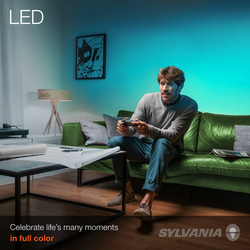 SYLVANIA 6.6ft USB RGB Flexible Light Strip Starter Kit, 16 Dimmable Colors with RF Remote Control, Black - 1 Pk