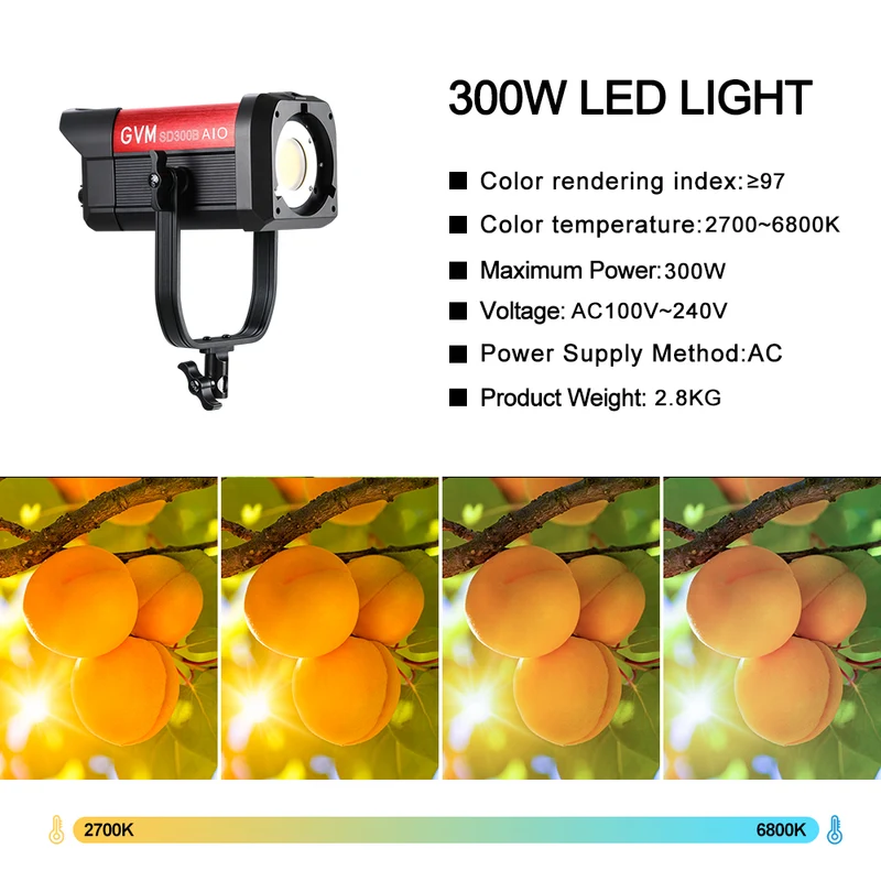 GVM SD300B AIO 300W Bi-Color Monolight With Softbox