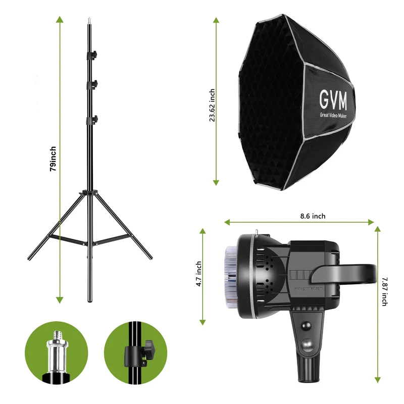 （Open Box）GVM 80W LED Spotlight Daylight Kit with Softbox