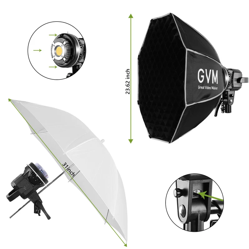 （Open Box）GVM 80W LED Spotlight Daylight Kit with Softbox