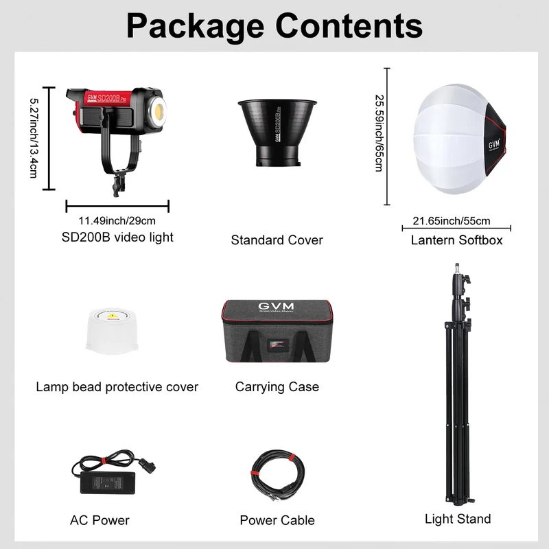 GVM PRO-SD200B 200W Bi-Color Mesh Bluetooth Monolight