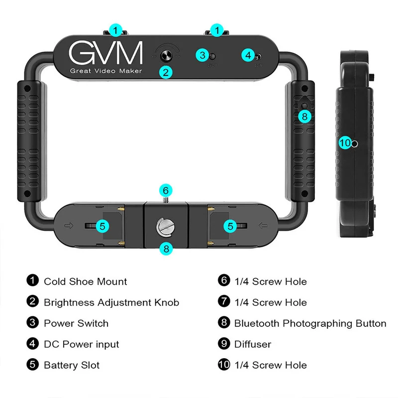 GVM TL-10S Smartphone Video Camera Rig Light with Bluetooth Control（Open Box）