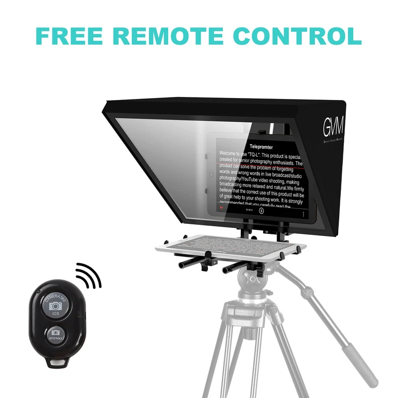 GVM TQ-L Teleprompter for Tablets and Smartphones with Bluetooth Remote and App（Open Box）