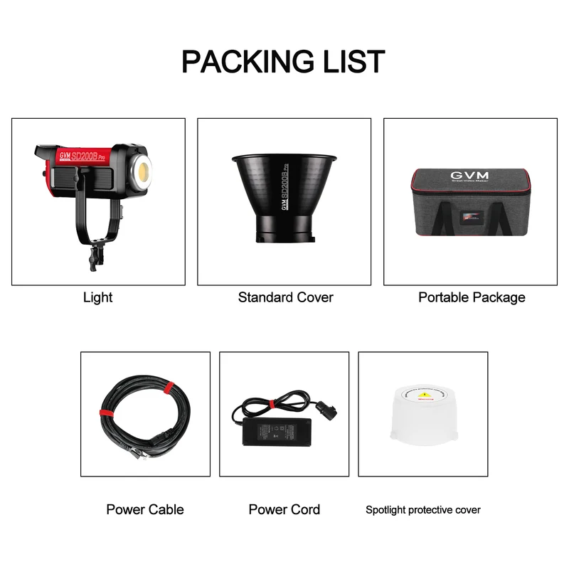 （Open Box）GVM PRO SD200B 200W Bi-Color Mesh Bluetooth Monolight