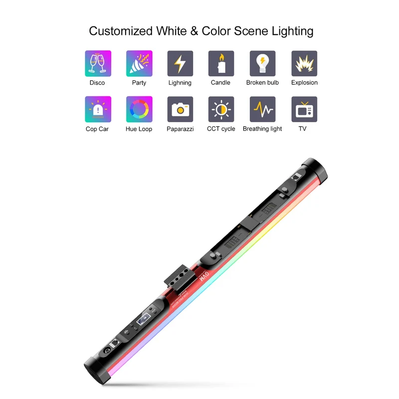 GVM BD25R Bi-Color RGB LED Light Wand (24")