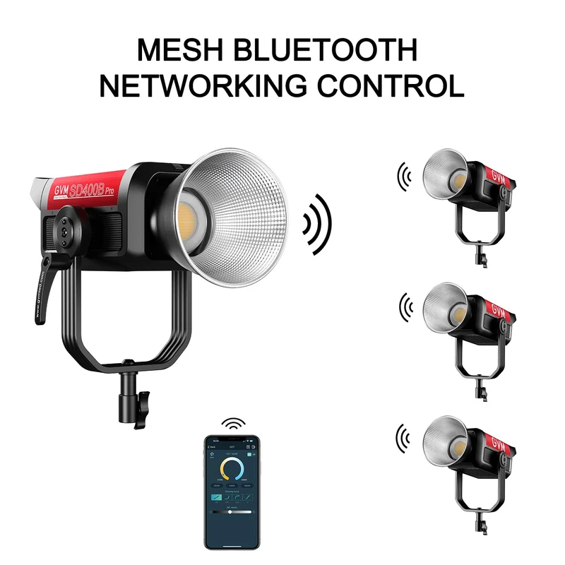 GVM PRO-SD400B 400W Waterproof Bi-Color Monolight(V-mount & Mesh Bluetooth)（Open Box）