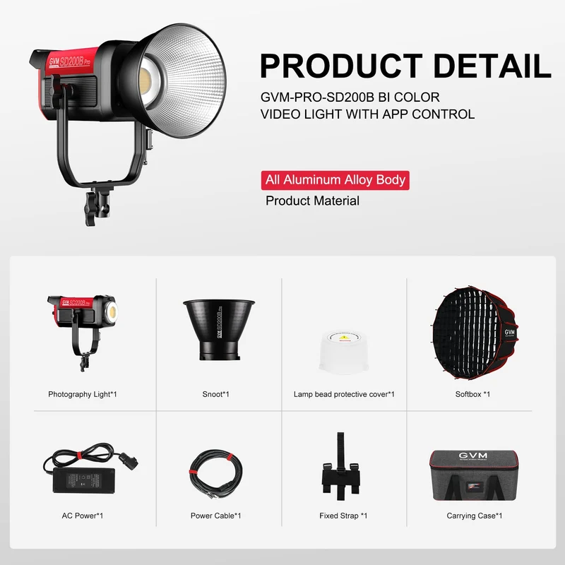 GVM PRO-SD200B 200W Bi-Color Monolight With Softbox