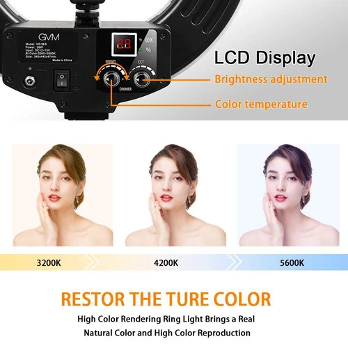 GVM-18S 55W High Power Bi-Color LED Ring Light Kit (18")（Open Box）