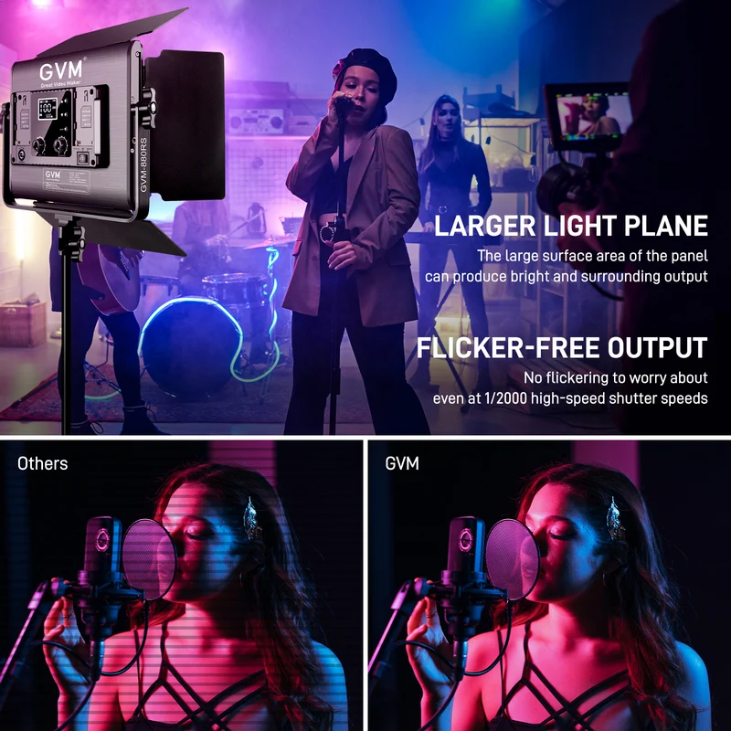 GVM 880RS RGB LED Video Light with Lighting Kits 60W Led Panel Light with BT Control 2 Packs Photography Lights for YouTube Studio Video Streaming