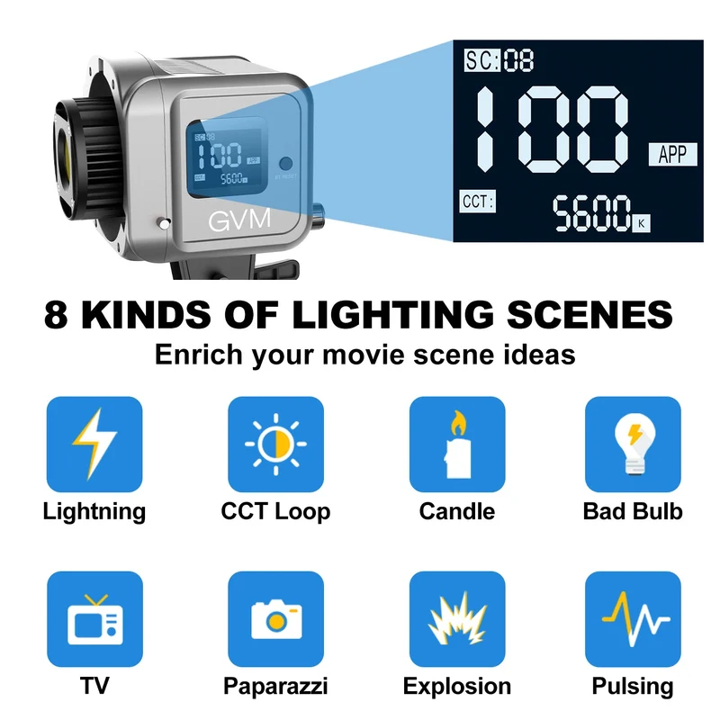 GVM 80w Spotlight silver Daylight Can use Battery (Open Box)