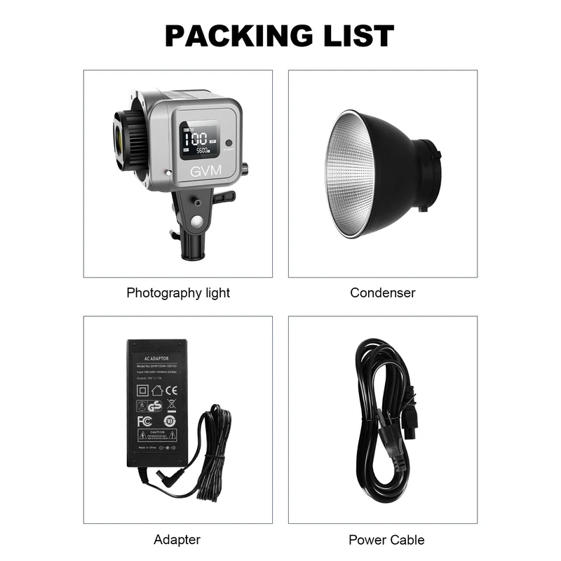 GVM 80w Spotlight silver Daylight Can use Battery (Open Box)