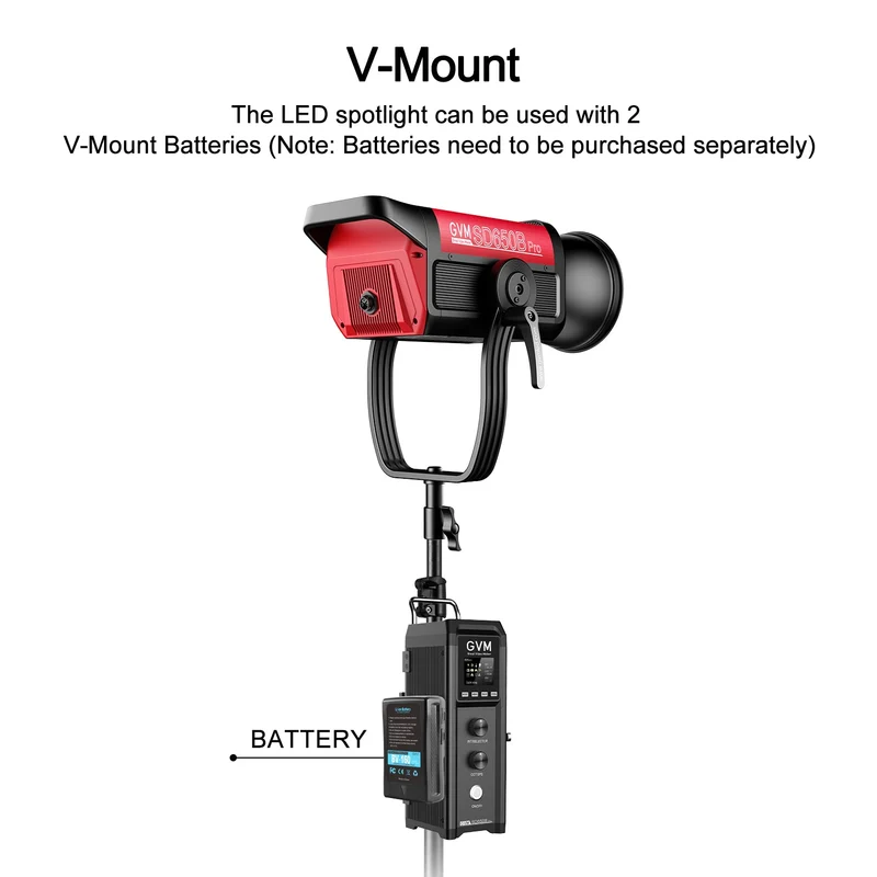 GVM PRO-SD650B 650W Bi-Color Monolight(V-mount & Mesh Bluetooth)（Open Box）